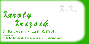 karoly krizsik business card